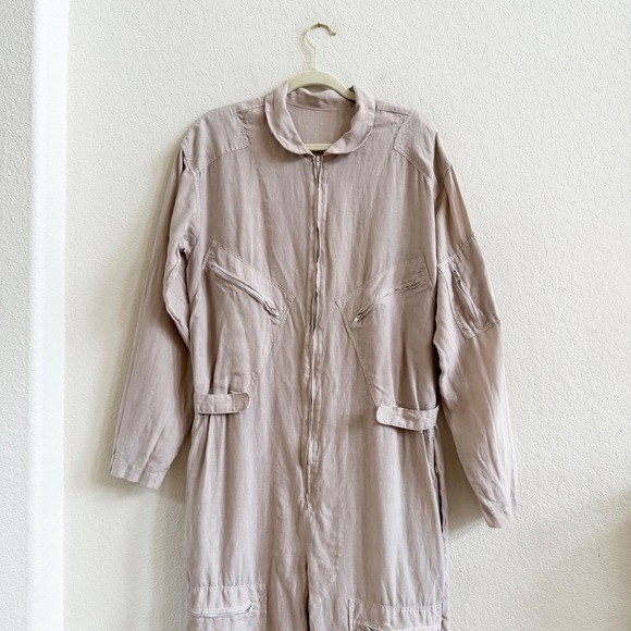 Matteo Los Angeles Linen Flight Suit Jumpsuit XS Dusty Rose Utility Boiler Suit - Picture 3 of 16